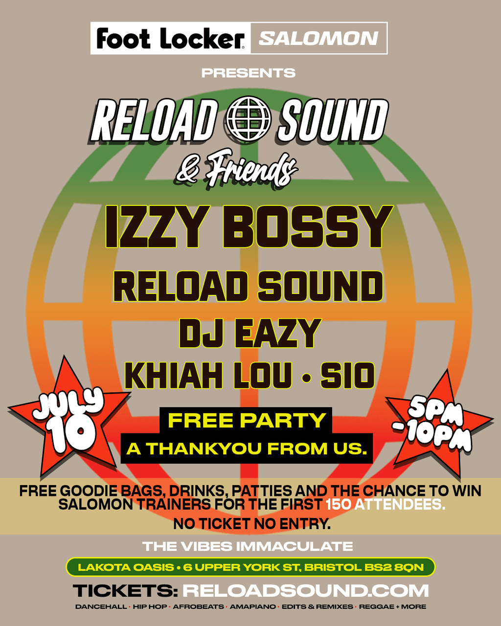 Foot Locker & Salomon Presents: Reload Sound & Friends 002... Izzy Bossy, Reload Sound, DJ Eazy, Khiah Lou, SIO